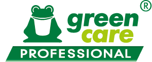 Green care icon, text och en groda står proffesional under. Miljövänligt städmedel